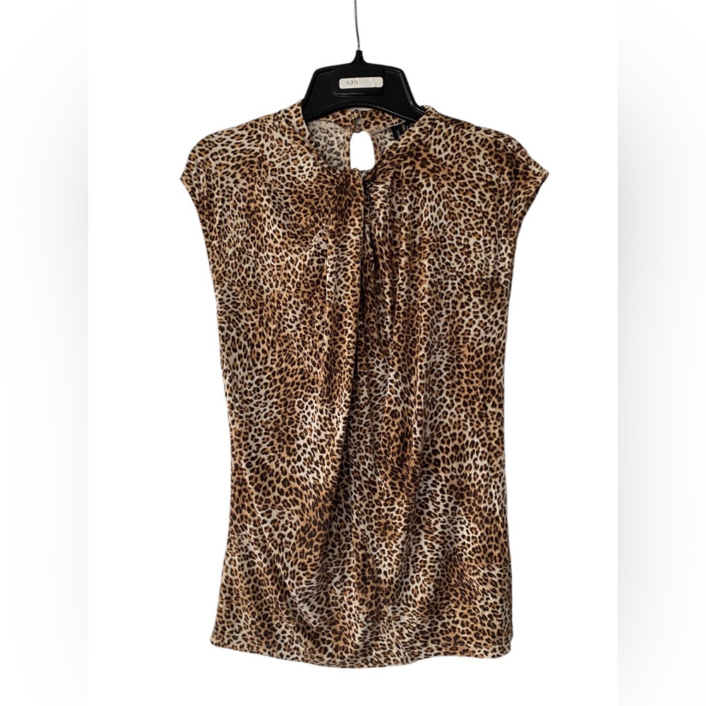 Marciano Leopard Print Sleeves Front Knot Blouse - Size XS